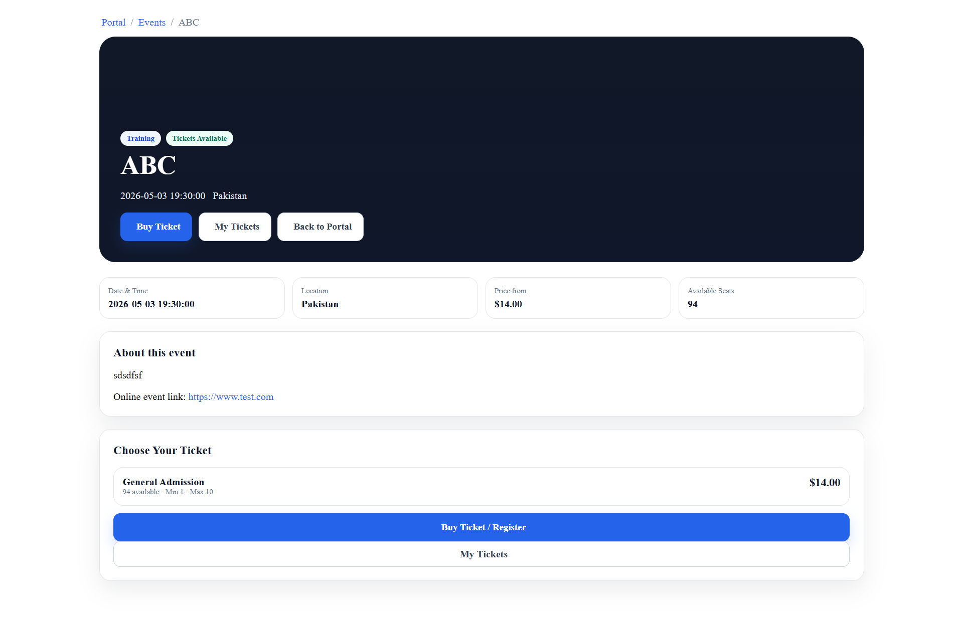 Customer event detail
