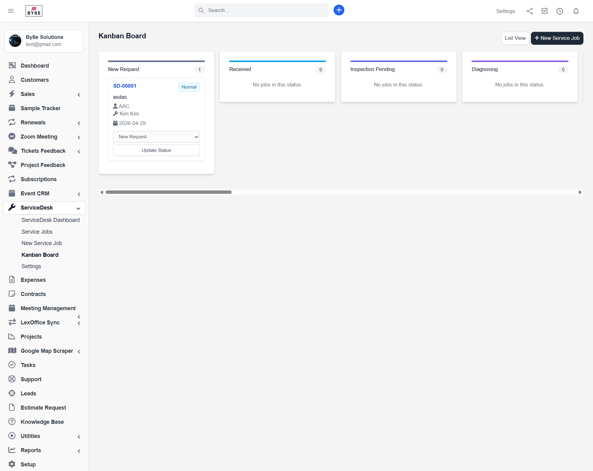 Kanban board by status